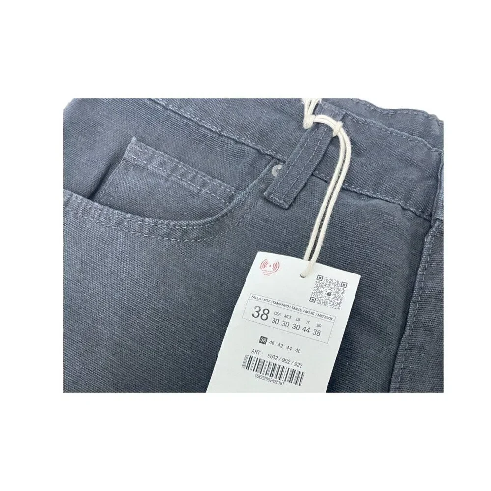 Zara Men Bermuda Short EU 38 US 30 Black Baggy Fit Cotton Denim 9632/902 NWT